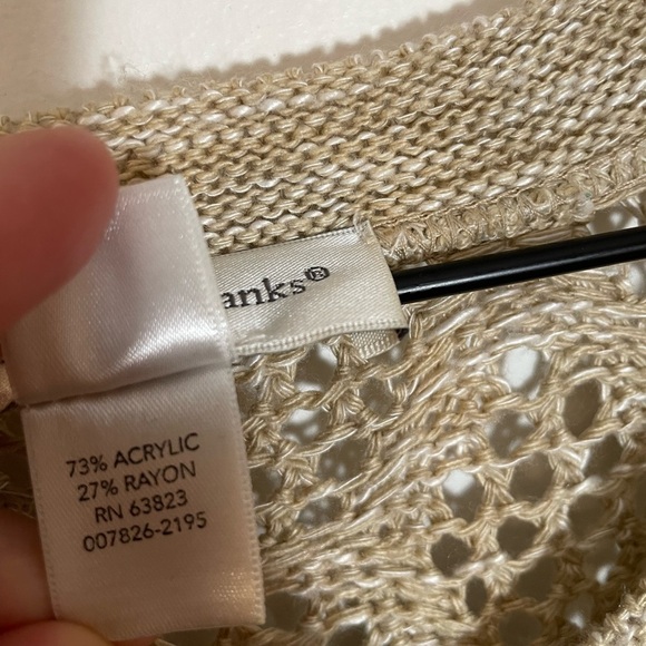 Christopher & Banks Knit Sweater Oversized Slouchy Tan &White Boho Size S/M USA - Picture 4 of 9